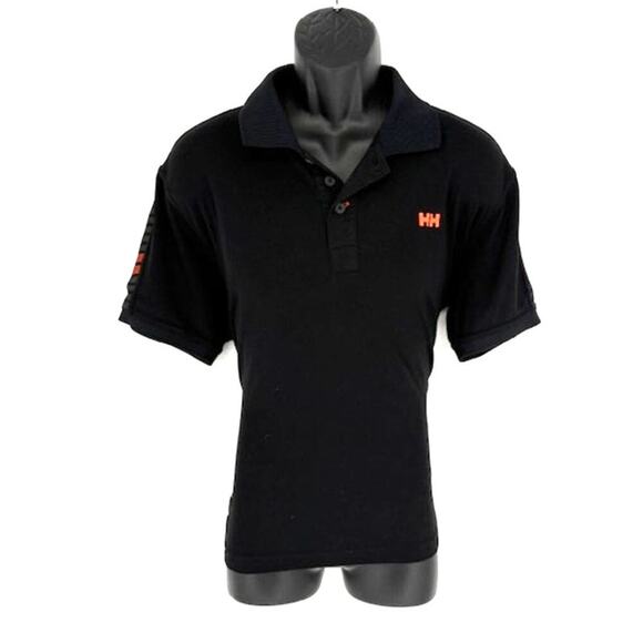 Helly Hansen Hi-Tech Quick-Dry Pique Polo in Black with HH Logo - Size Medium - Picture 1 of 6